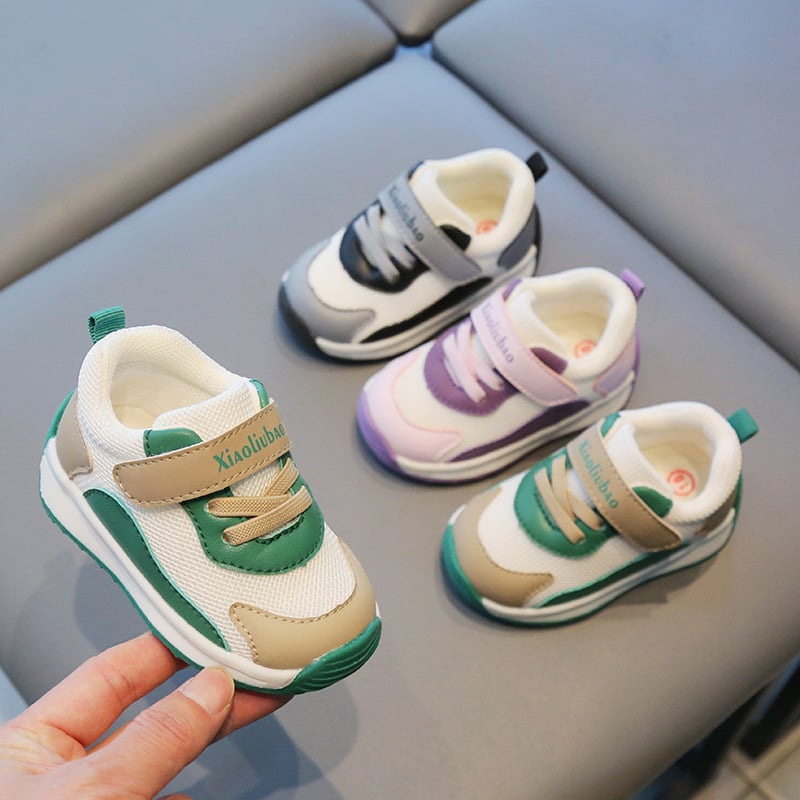 Λειτουργικά παπούτσια για νήπια με διαπνέουσα διπλή πλέξη, Velcro κλείσιμο, vamp από τεχνητό δέρμα, σχέδιο με γράμματα, σόλα κανονικού πάχους, για 12–36 και 24–48 μήνες