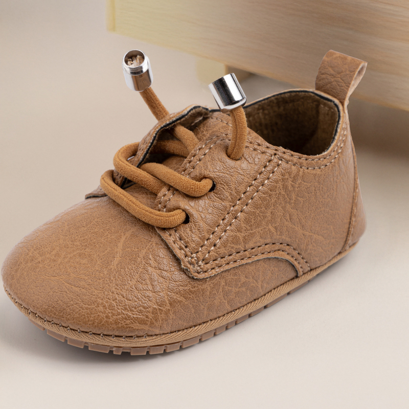 Zēnu kurpes no PU ādas - zems augšējais apdare, priekšējais šņorējums, 12–36 mēneši, stilīgs oficiāls stils