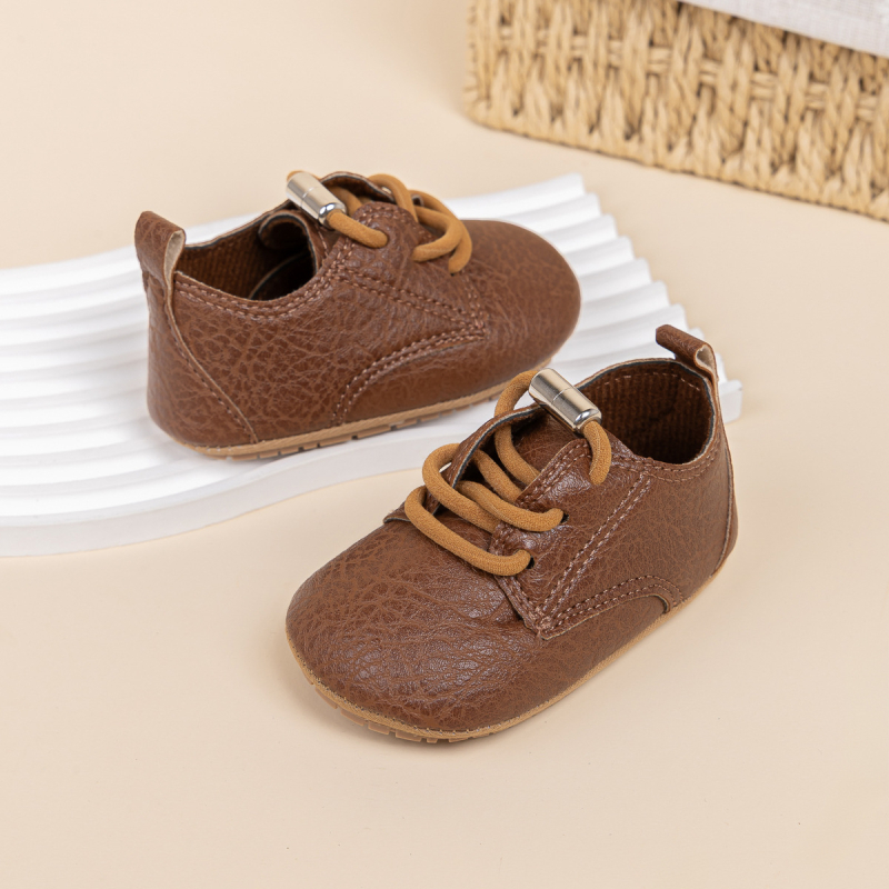 Zēnu kurpes no PU ādas - zems augšējais apdare, priekšējais šņorējums, 12–36 mēneši, stilīgs oficiāls stils