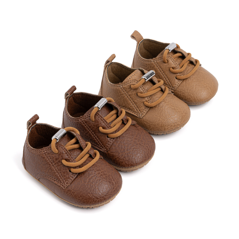 Zēnu kurpes no PU ādas - zems augšējais apdare, priekšējais šņorējums, 12–36 mēneši, stilīgs oficiāls stils