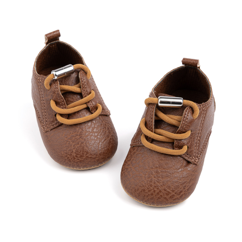 Zēnu kurpes no PU ādas - zems augšējais apdare, priekšējais šņorējums, 12–36 mēneši, stilīgs oficiāls stils