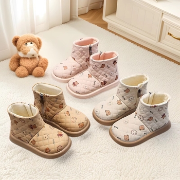 Παιδικά μποτάκια φθινοπωρινά με επάνω μέρος από συνθετικό δέρμα, σόλα από καουτσούκ, πλαϊνό φερμουάρ, χαμηλό ύψος γάμπας, πάτος PU.