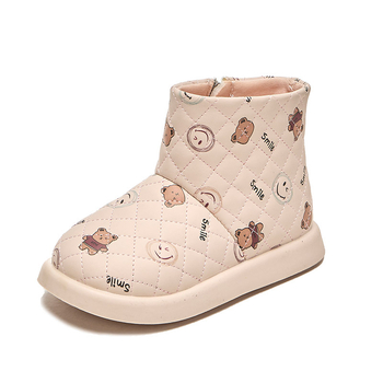 Παιδικά μποτάκια φθινοπωρινά με επάνω μέρος από συνθετικό δέρμα, σόλα από καουτσούκ, πλαϊνό φερμουάρ, χαμηλό ύψος γάμπας, πάτος PU.