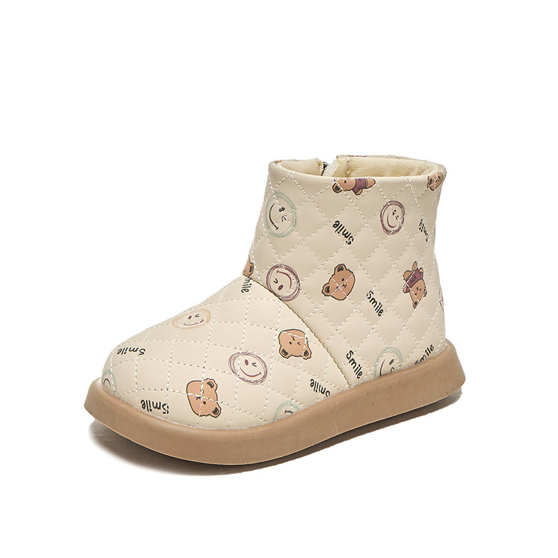 Παιδικά μποτάκια φθινοπωρινά με επάνω μέρος από συνθετικό δέρμα, σόλα από καουτσούκ, πλαϊνό φερμουάρ, χαμηλό ύψος γάμπας, πάτος PU.