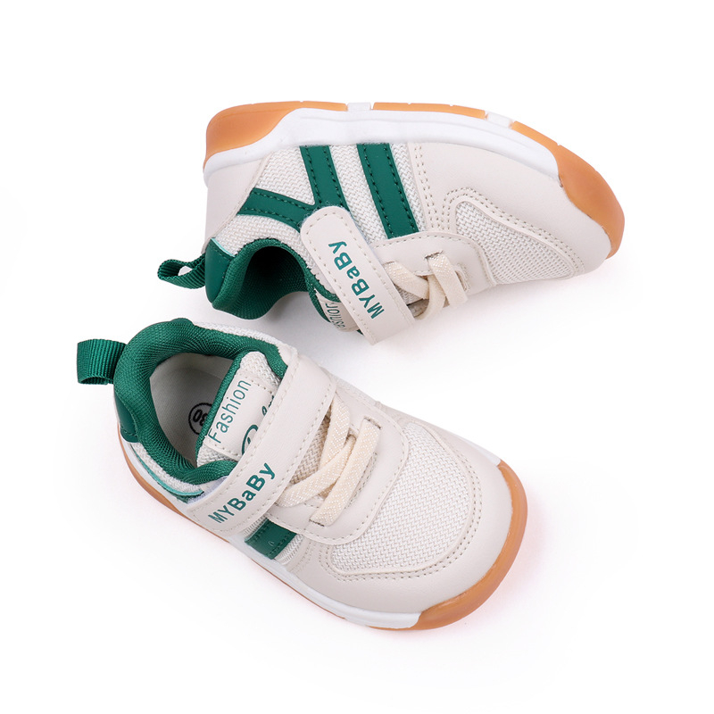 Funkcionālas apavi zīdaiņiem ar elpojošu tīklu augšpusi, PU priekšējā daļa, Velcro aizdare, zems profils, raibs raksts, piemēroti pavasarim un rudenim, vecums 12–48 mēneši