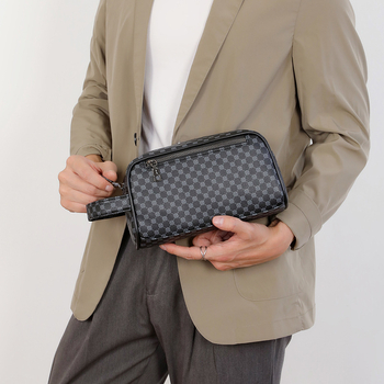 Férfi PU bőr kézitáska üzleti utazásokhoz, poliészter bélés, 2025 tavasz