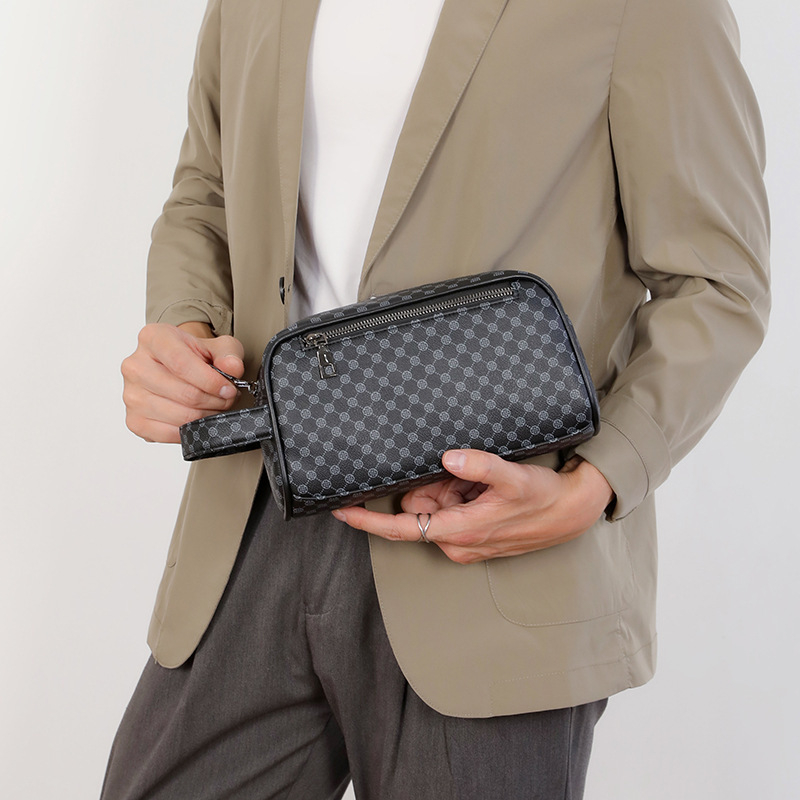 Férfi PU bőr kézitáska üzleti utazásokhoz, poliészter bélés, 2025 tavasz