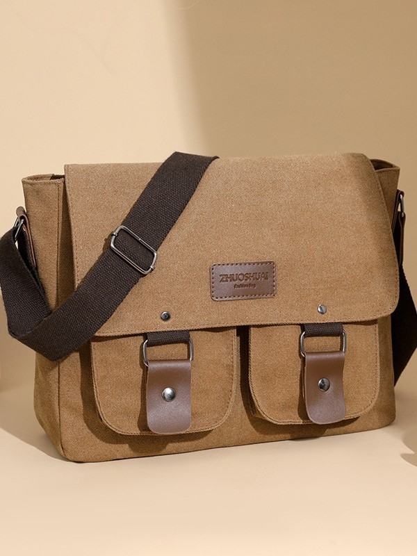 Vīriešu crossbody soma, ielu stila, kanvas materiāls, elpojoša odere poliesteru-kokvilnas maisījums, saderīga ar portatīvo datoru