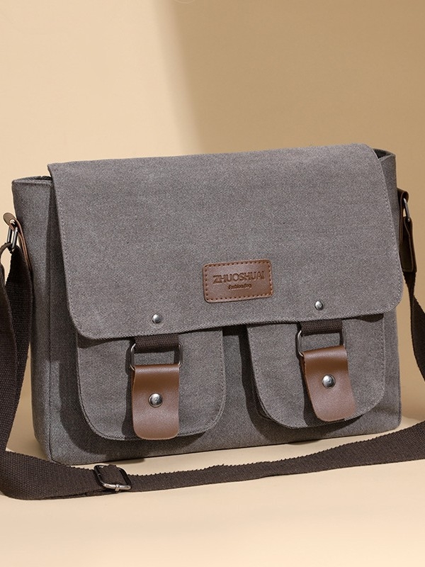 Vīriešu crossbody soma, ielu stila, kanvas materiāls, elpojoša odere poliesteru-kokvilnas maisījums, saderīga ar portatīvo datoru