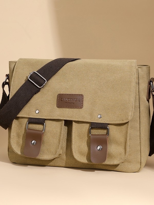 Vīriešu crossbody soma, ielu stila, kanvas materiāls, elpojoša odere poliesteru-kokvilnas maisījums, saderīga ar portatīvo datoru