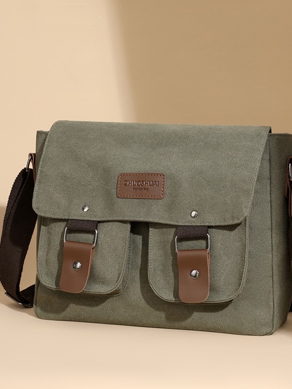 Vīriešu crossbody soma, ielu stila, kanvas materiāls, elpojoša odere poliesteru-kokvilnas maisījums, saderīga ar portatīvo datoru