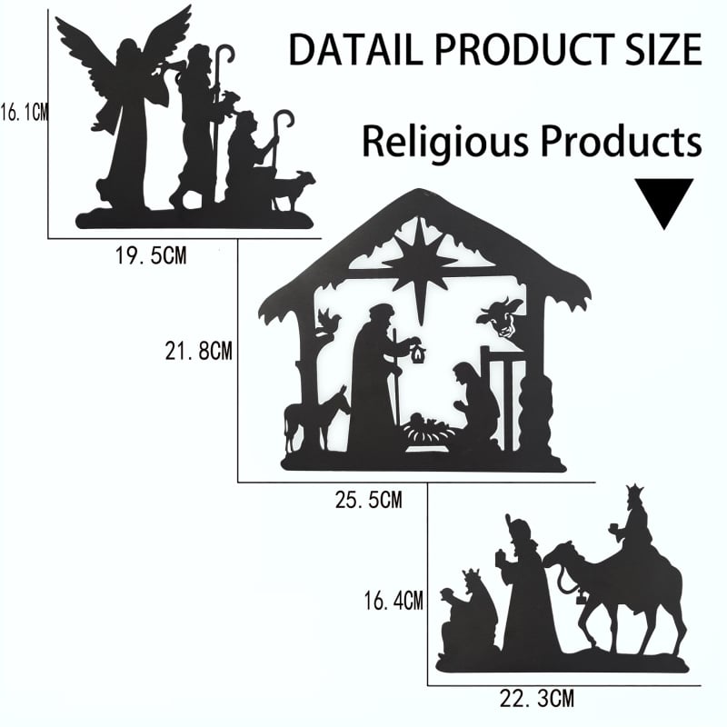 Dzelzs sienas dekors ar reliģisku siluetu, lāzergriezums, piemērots tempļiem, iepakots kartonā