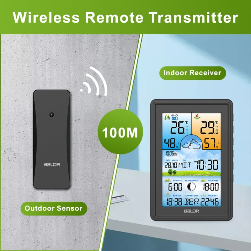 Baldr stație meteo interior/exterior, monitor temperatură și umiditate