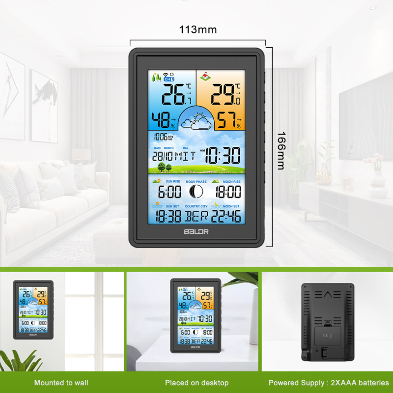 Baldr stație meteo interior/exterior, monitor temperatură și umiditate