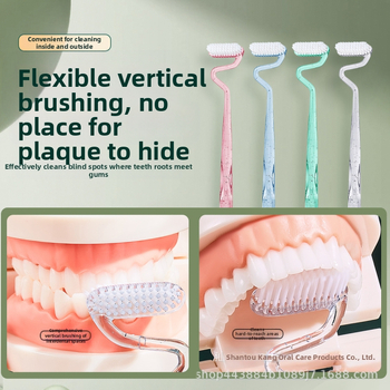 Ръчна четка за зъби, Hommes 616, за възрастни, меки влакна, S-тип вертикална, 360° дизайн от три страни