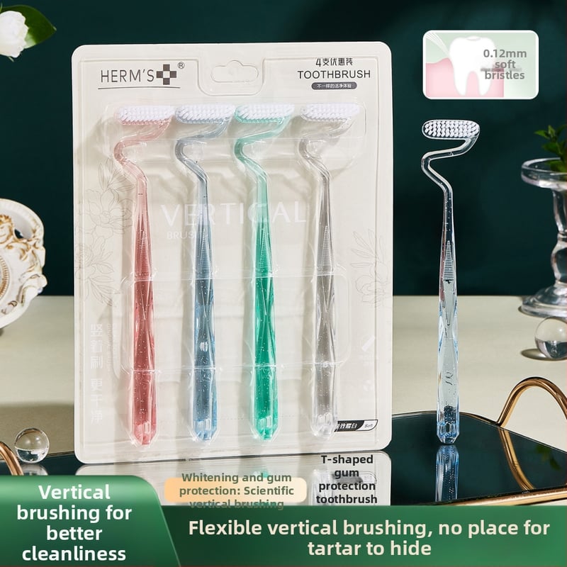 Ръчна четка за зъби, Hommes 616, за възрастни, меки влакна, S-тип вертикална, 360° дизайн от три страни