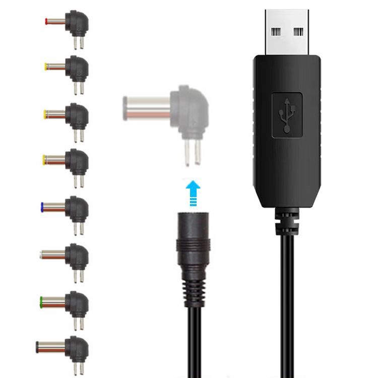 Καλώδιο USB τροφοδοσίας με μετατροπέα 5V‑9V/12V για αυτοκίνητο, γωνιακό συνδετήρας DC — πολυλειτουργικό για δρομολογητή, ηχείο-κύβο, φως ή παιχνίδι