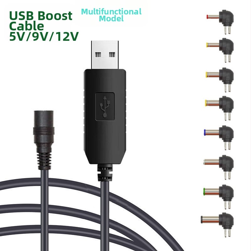 Καλώδιο USB τροφοδοσίας με μετατροπέα 5V‑9V/12V για αυτοκίνητο, γωνιακό συνδετήρας DC — πολυλειτουργικό για δρομολογητή, ηχείο-κύβο, φως ή παιχνίδι