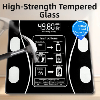 Digitālā svaru skala, mēra svaru, taukus, kalorijas un mitrumu, 180 kg maksimālā slodze, USB uzlāde vai 7 baterijas, CE/FCC sertificēta