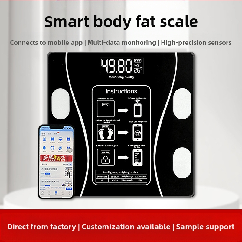 Digitālā svaru skala, mēra svaru, taukus, kalorijas un mitrumu, 180 kg maksimālā slodze, USB uzlāde vai 7 baterijas, CE/FCC sertificēta