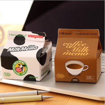 Αυτοκόλλητες σημειώσεις σε σχέδιο κουτιού γάλακτος, κορεάτικό γλυκό σημειωματάριο, παχύτερο χαρτί, αυτοκόλλητο, φορητό
