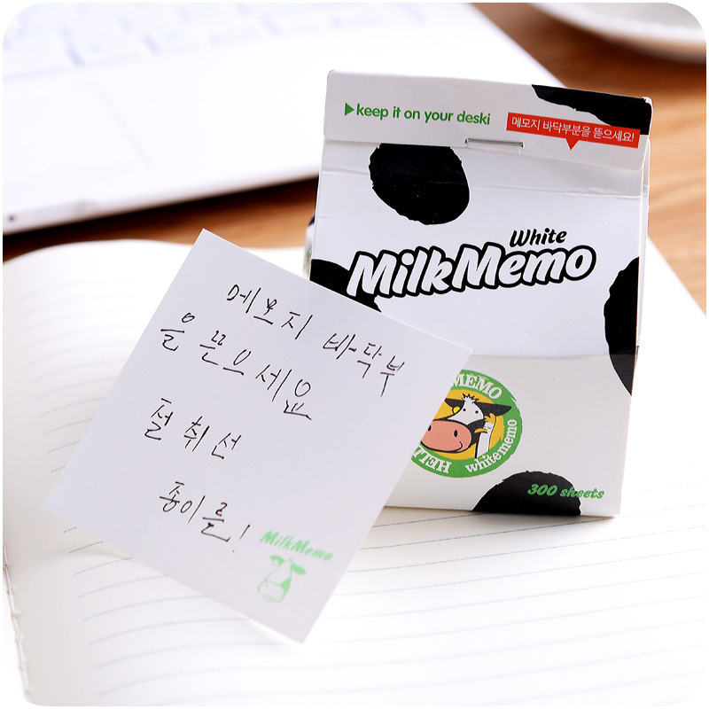 Pielīmētas piezīmes piena kastītes formā, korejiskais mīļais memo bloks, biezs papīrs, līmējams, pārnēsājams