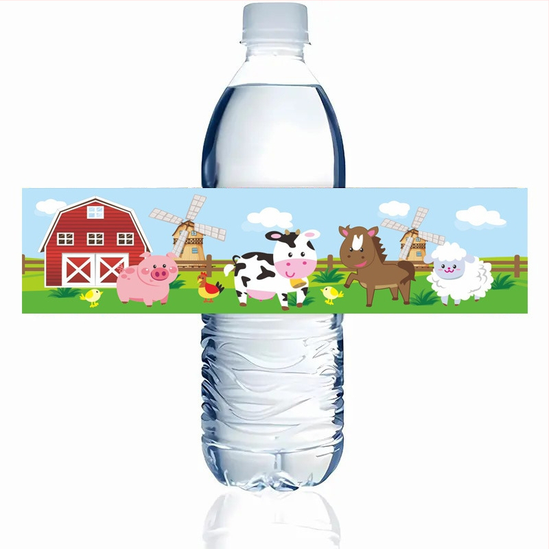 Nálepka na fľašu minerálnej vody, kreslený štýl, papierový materiál, pull-flag, rekvizita na scénu