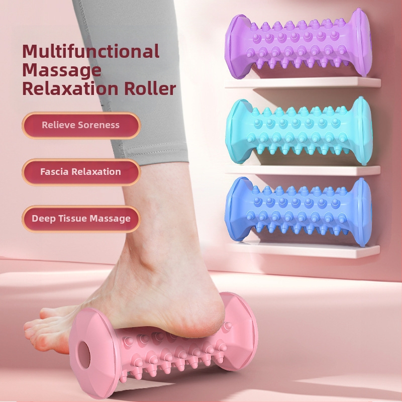 Masážny valec na nohy s akupunktúrnou stimuláciou a hnetacím kolieskom – joga náradie na nohy