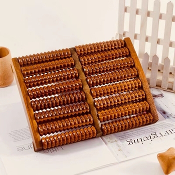 Дървен масажор за стъпала, ролков тип – мулти-ред акупунктурни топчета, масаж на стъпала и прасци, за домашна употреба