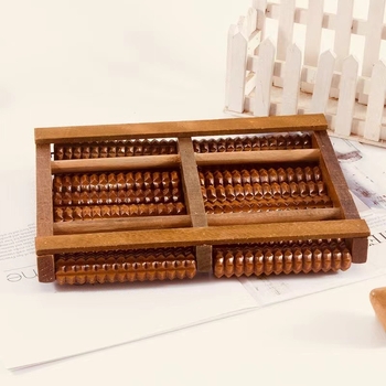 Дървен масажор за стъпала, ролков тип – мулти-ред акупунктурни топчета, масаж на стъпала и прасци, за домашна употреба