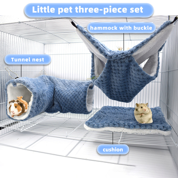 Divstāvu hamaks mazajiem mājdzīvniekiem ar noslēptu tuneli un ligzdu – flanelis, visu gadu lietošanai, hamsteram