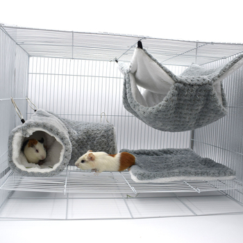 Divstāvu hamaks mazajiem mājdzīvniekiem ar noslēptu tuneli un ligzdu – flanelis, visu gadu lietošanai, hamsteram