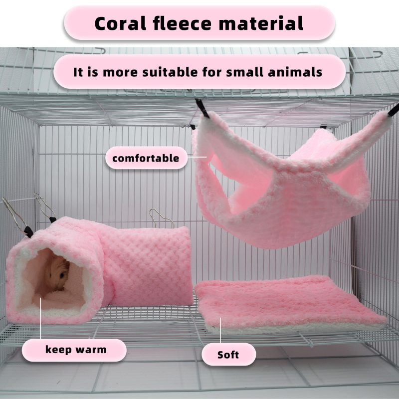 Divstāvu hamaks mazajiem mājdzīvniekiem ar noslēptu tuneli un ligzdu – flanelis, visu gadu lietošanai, hamsteram