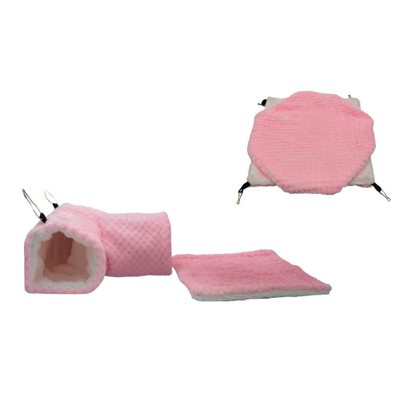 Divstāvu hamaks mazajiem mājdzīvniekiem ar noslēptu tuneli un ligzdu – flanelis, visu gadu lietošanai, hamsteram