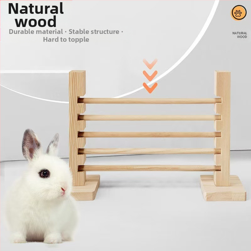Дървена пръчка за скачане за малки домашни любимци — разглобяема обучителна пръчка за зайци и морски свинки