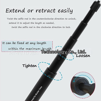 Nematomas neslidžios sulankstomos selfie lazdelės Insta360 ONE X3, ONE X2, ONE R ir GoPro, pagaminta iš lydinio ir anglies pluošto