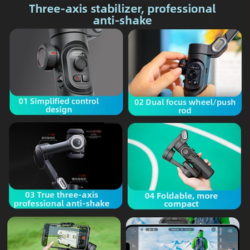 XE σταθεροποιητής gimbal για κινητό με τρεις άξονες, φορητός χειροκίνητος, για ομαλές λήψεις και ζωντανή μετάδοση