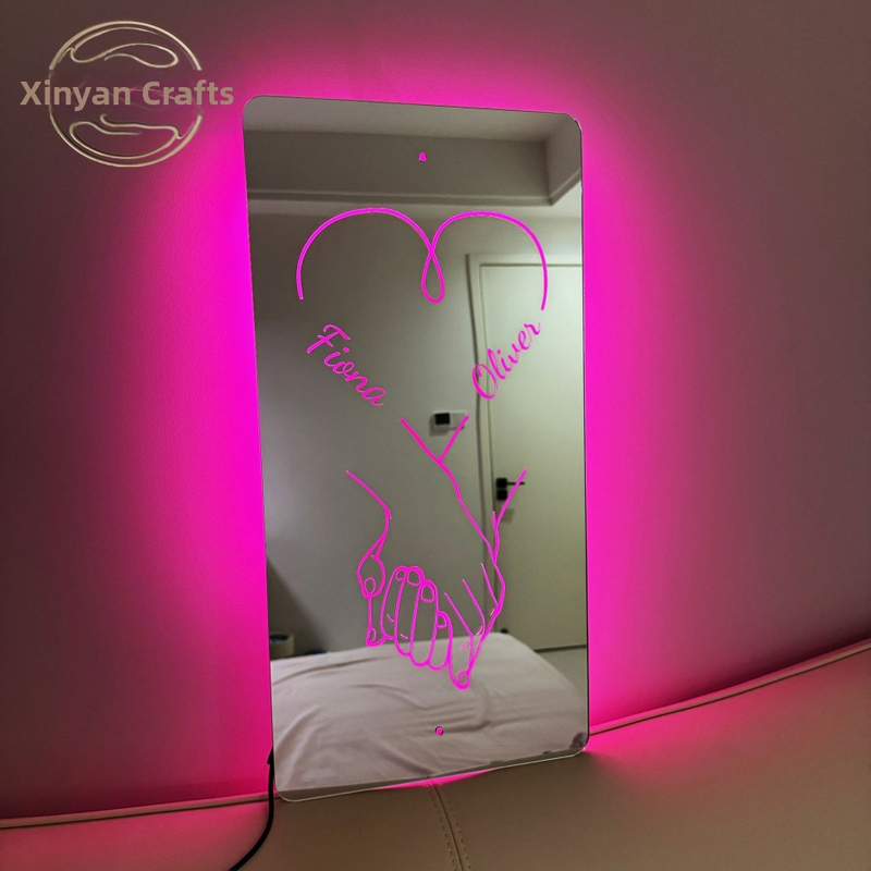 DIY Šperky Doplnky - Personalizované meno gravírované, akrylové žiariace zrkadlo prívesok, Zima 2024, Xinyan Crafts