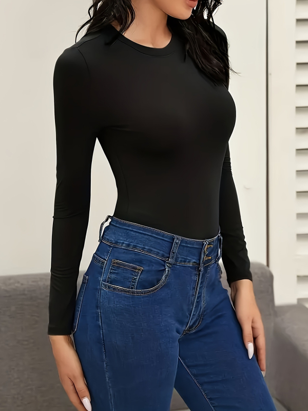 Sieviešu bodijs ar apļveida kaklu, 3/4 piedurknēm, Harajuku stils, chenille audums ar elastānu, pavasaris 2025