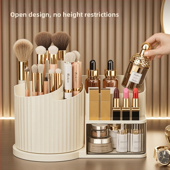 Οργανωτής καλλυντικών για επιφάνεια εργασίας με συρτάρι για κραγιόν — ABS βάση, PP κυλινδρικό σώμα, PS συρτάρι, προσαρμοσμένη επεξεργασία