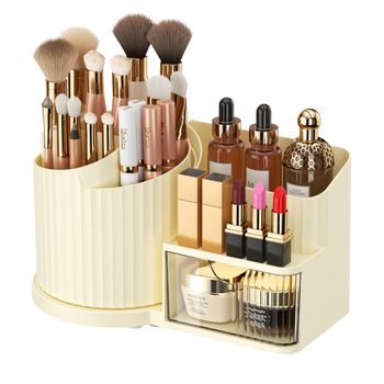 Οργανωτής καλλυντικών για επιφάνεια εργασίας με συρτάρι για κραγιόν — ABS βάση, PP κυλινδρικό σώμα, PS συρτάρι, προσαρμοσμένη επεξεργασία