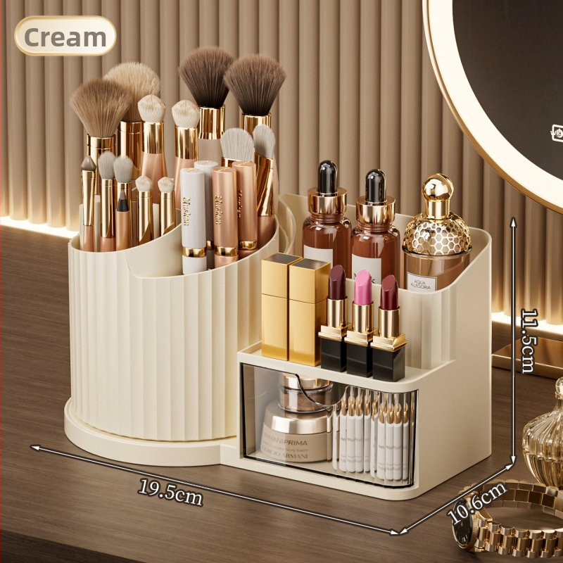 Οργανωτής καλλυντικών για επιφάνεια εργασίας με συρτάρι για κραγιόν — ABS βάση, PP κυλινδρικό σώμα, PS συρτάρι, προσαρμοσμένη επεξεργασία