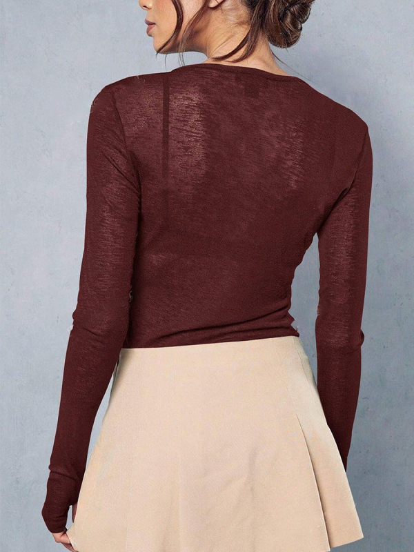 T-krekls ar garām piedurknēm, Slim fit, poliestera-spandeksa maisījums, vienkrāsains, standarta garums