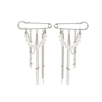 Γεωμετρική καρφίτσα με ψεύτικο μαργαριτάρι και αλυσίδα φούντας, ηλεκτροπλατιωμένη επιφάνεια, γυναικείο αξεσουάρ σε στυλ INS, διακοσμητικό και ρυθμιζόμενο