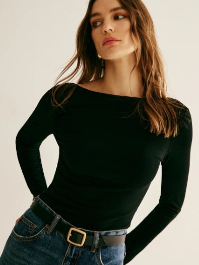 T-krekls no poliestera-spandeksa maisījuma, vienkrāsains raksts, garas piedurknes, šaurs piegriezums, patchwork detaļas