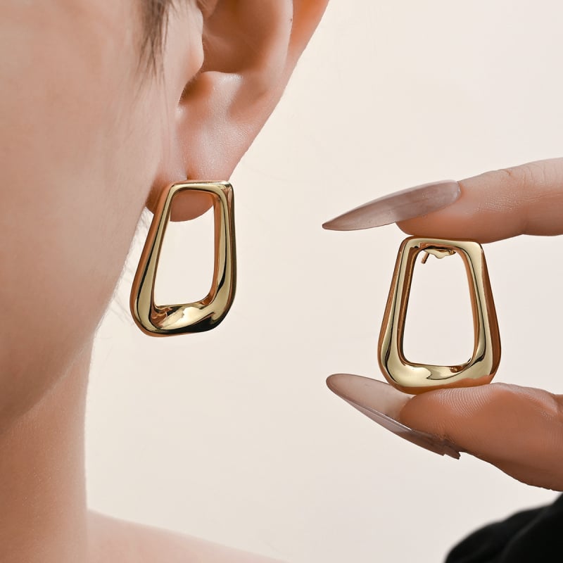 Γεωμετρικά σκουλαρίκια από χαλκό, ηλεκτροπλατιωμένα, για γυναίκες, άνοιξη 2025