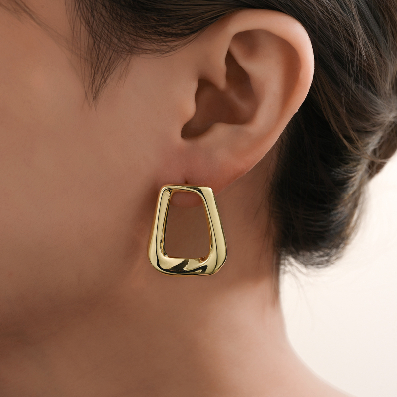 Γεωμετρικά σκουλαρίκια από χαλκό, ηλεκτροπλατιωμένα, για γυναίκες, άνοιξη 2025