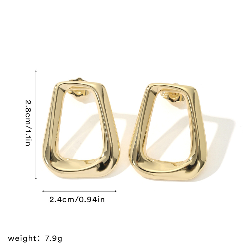 Γεωμετρικά σκουλαρίκια από χαλκό, ηλεκτροπλατιωμένα, για γυναίκες, άνοιξη 2025