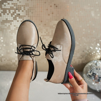 Sieviešu kurpes britu stilā ar šņorēm, sintētiska āda PU augšdaļa, gumijas zole, zems profils (0–3 cm), modes formālais stils
