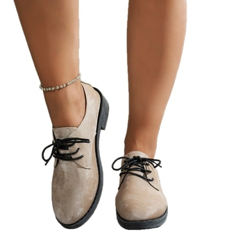 Sieviešu kurpes britu stilā ar šņorēm, sintētiska āda PU augšdaļa, gumijas zole, zems profils (0–3 cm), modes formālais stils